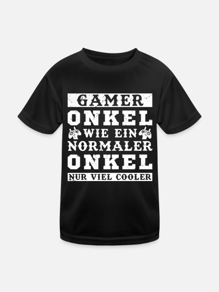 Der Coole Gaming Onkel Gamer Zocker Geschenk - Kinder Funktions-T-Shirt - Schwarz - Vorne