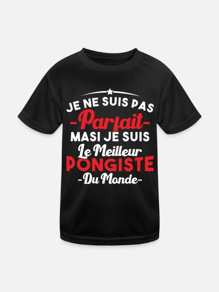 Pas parfait mais je suis le meilleur pongiste - T-shirt sport Enfant - noir - Devant