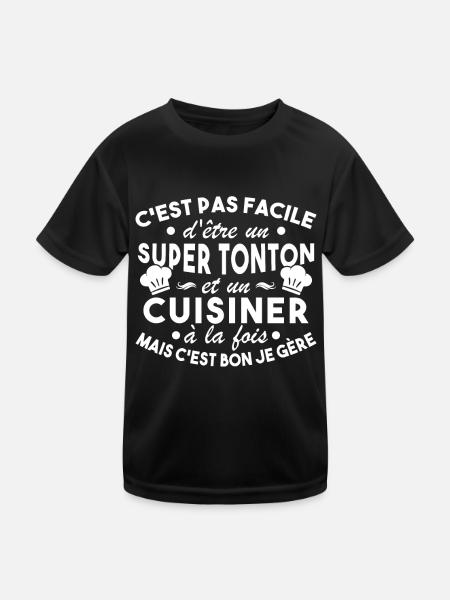 Super Tonton et un Cuisinier Cadeau Humour - T-shirt sport Enfant - noir - Devant
