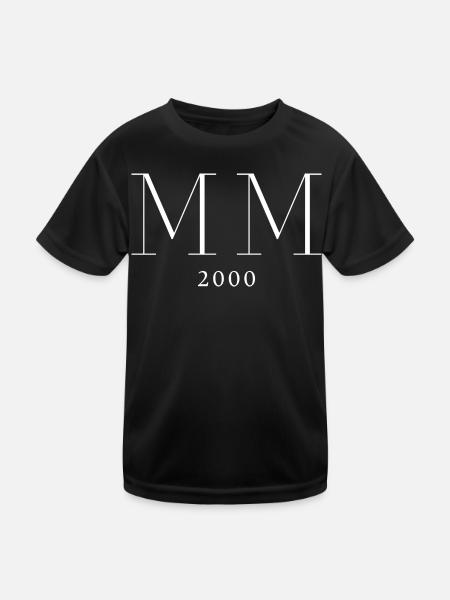Römische Zahl Geburtsjahr Made in 2000 - Kinder Funktions-T-Shirt - Schwarz - Vorne