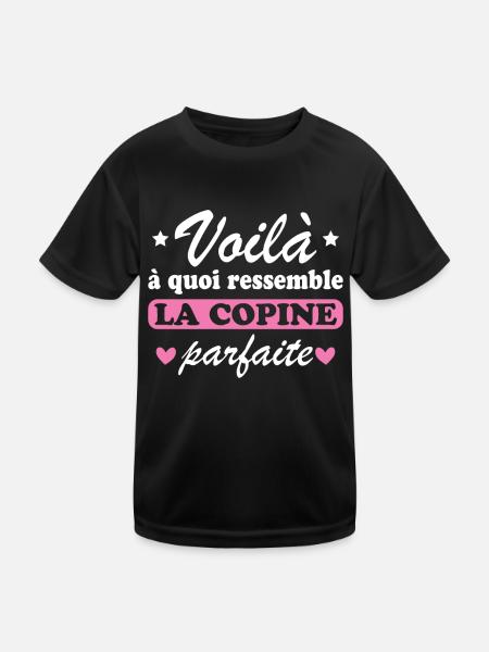 Femme La Copine Parfaite Amour Amitié Humour - T-shirt sport Enfant - noir - Devant