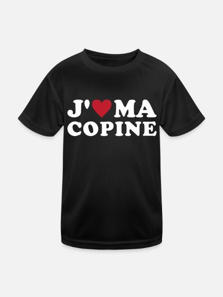 J'aime ma copine - T-shirt sport Enfant - noir - Devant