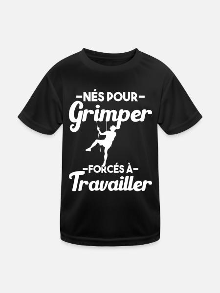 Né Pour Grimper Escaladeur Humour Cadeau - T-shirt sport Enfant - noir - Devant