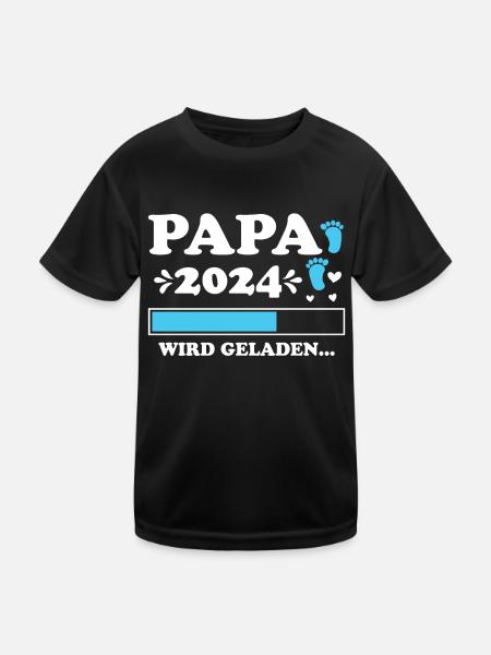 Vater 2024 Werdender Papa Loading 2024 - Kinder Funktions-T-Shirt - Schwarz - Vorne