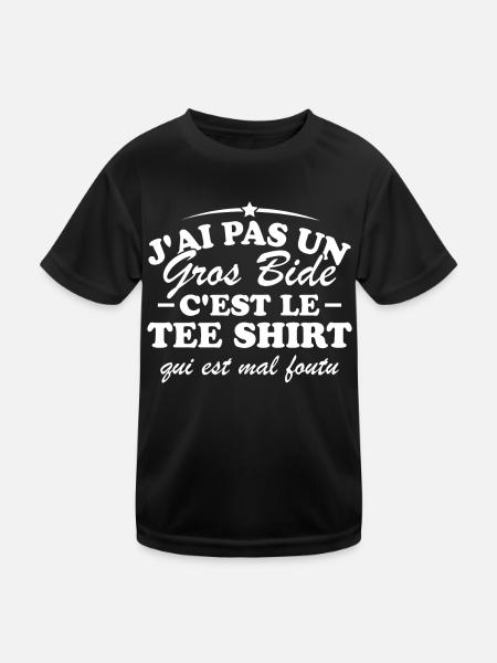 J'ai pas un gros bide - T-shirt sport Enfant - noir - Devant