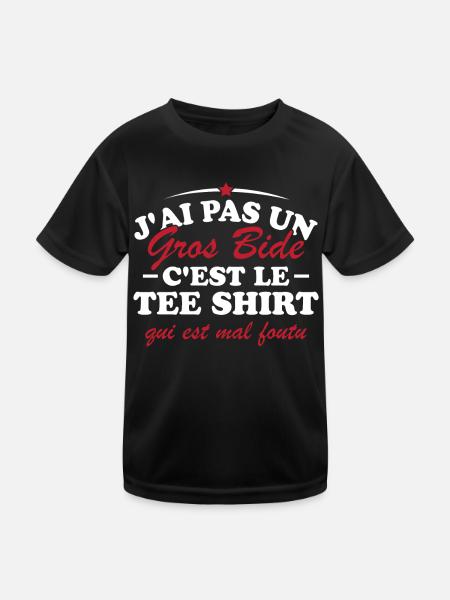 J'ai pas un gros bide - T-shirt sport Enfant - noir - Devant