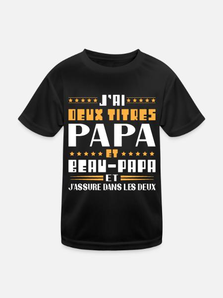 J'ai Deux Titres Papa Et Beau papa Humour Cadeau - T-shirt sport Enfant - noir - Devant