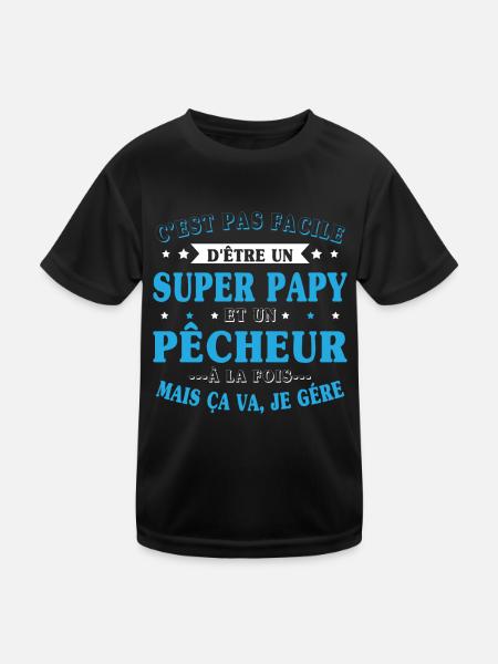 Super-Opa und Fischer-Geschenk - Kinder Funktions-T-Shirt - Schwarz - Vorne