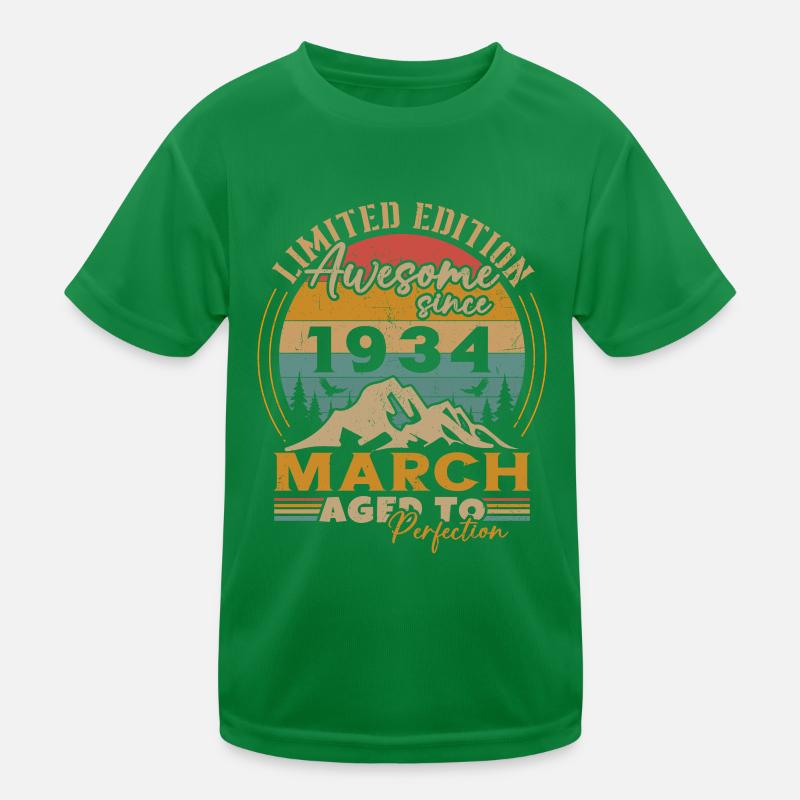 Geburtstagsgeschenk geboren im März 1934 Kinder Funktions-T-Shirt
