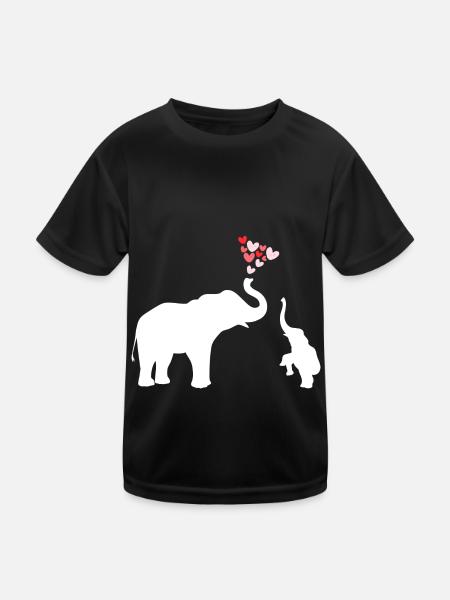 Niedlicher Elefant Mama Herz Kinder Familie Mutter - Kinder Funktions-T-Shirt - Schwarz - Vorne