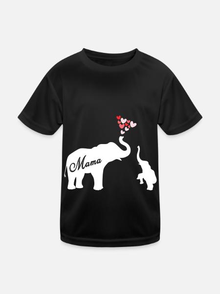 Maman Éléphant Mama - T-shirt sport Enfant - noir - Devant