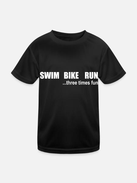 Triathlon, Swimming, Cycling, Running, Sports - Kids Functional T-Shirt - black - Front