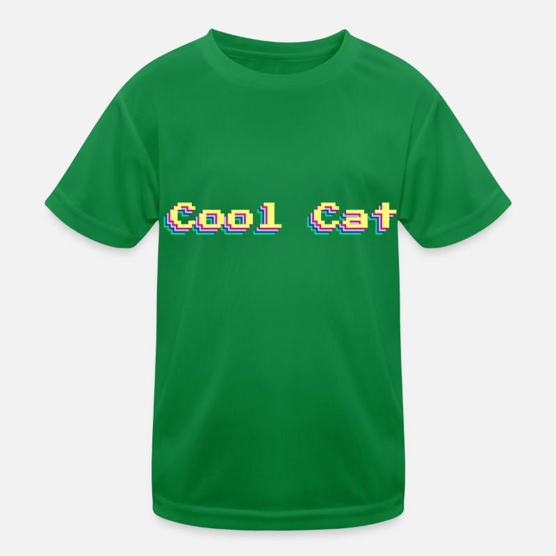 Cool Cat 90s Design Colorful 3D Pixel Art Kids Functional T-Shirt