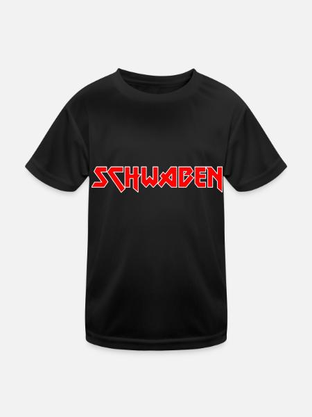 Modisches Heimat SCHWABEN Metal-Design - Kinder Funktions-T-Shirt - Schwarz - Vorne