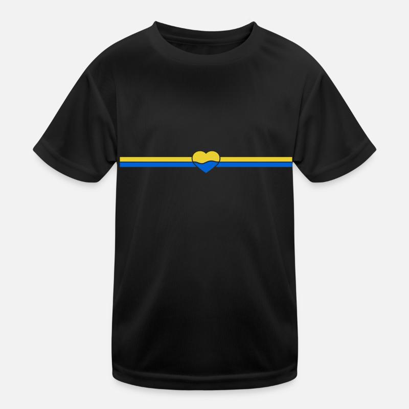 Streifen Ukraine Herz Kinder Funktions-T-Shirt