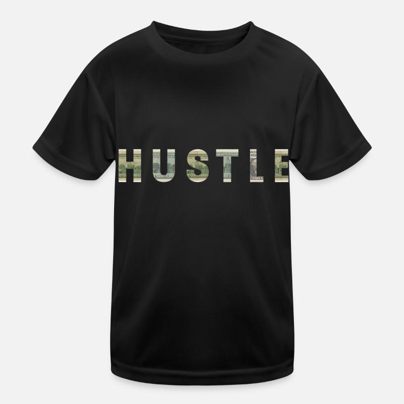 Hustle Dollar Bill Texture Motivation Inspiration Kids Functional T-Shirt