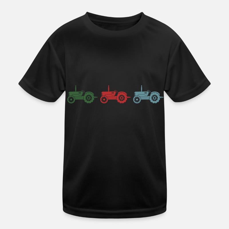 Traktor "retro Trecker" Ackerschlepper Bulldog - Kinder Funktions-T-Shirt - Schwarz