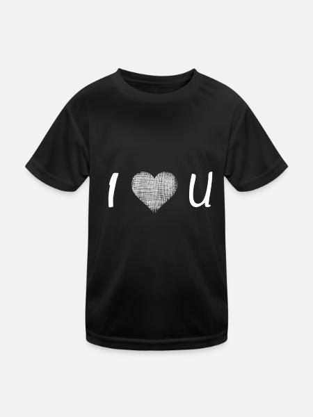 i love u - Kinder Funktions-T-Shirt - Schwarz - Vorne