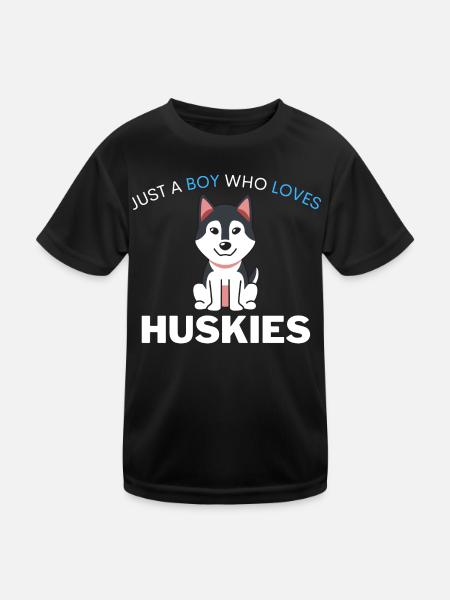 Kawaii Dog Pet Boy Gift Husky - Kids Functional T-Shirt - black - Front
