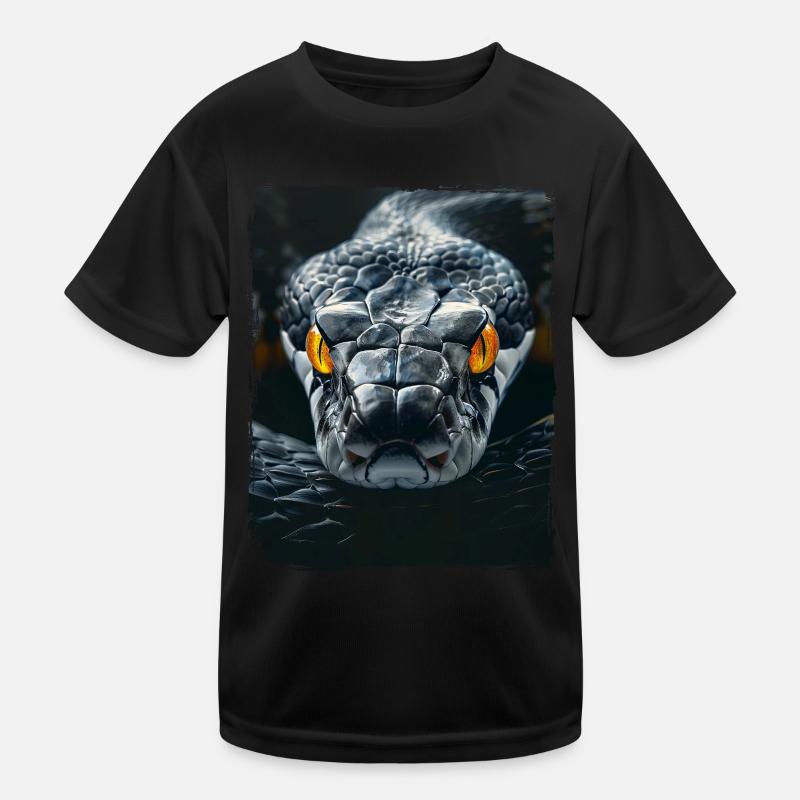 yeux jaunes noir serpent python cobra reptile vipère T-shirt sport Enfant