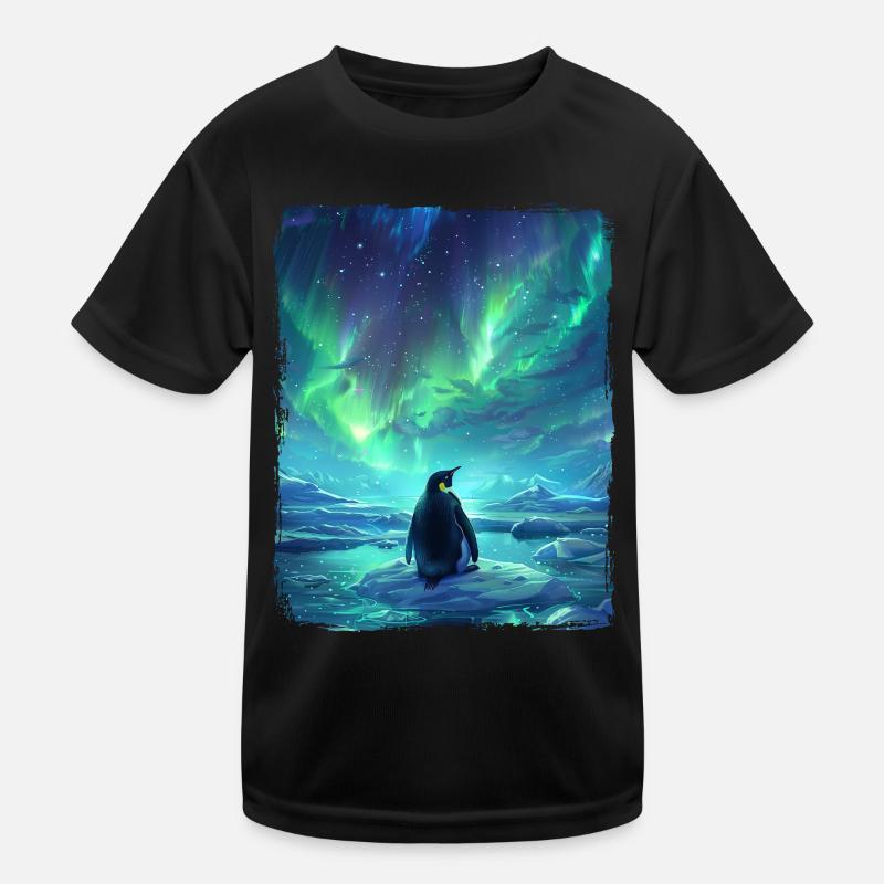 Northern Lights Animal Aurora Borealis Penguin Kids Functional T-Shirt