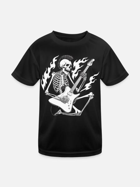 Cool Skeleton Guitariste Guitariste Musicien - T-shirt sport Enfant - noir - Devant