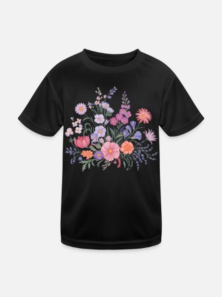 Bunte Wildblume Blumen Pflanze Blume Gärtner - Kinder Funktions-T-Shirt - Schwarz - Vorne
