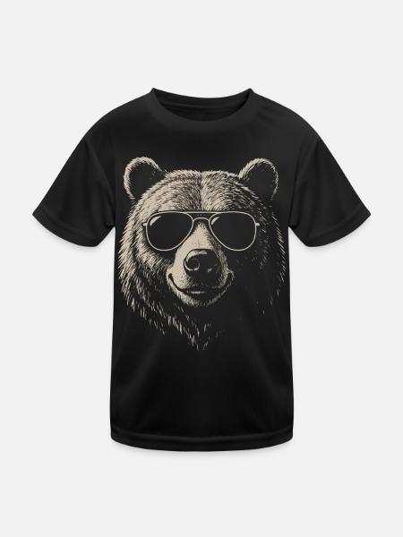 Ours Illustration Lunettes de soleil Cool Vintage - T-shirt sport Enfant - noir - Devant