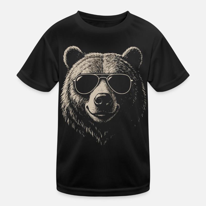 Bär Illustration Sonnenbrille Cool Vintage Kinder Funktions-T-Shirt