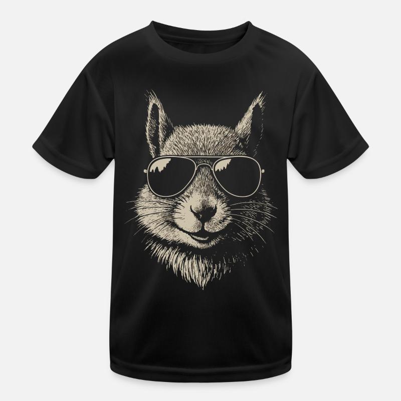 Cool Squirrel Wearing Sunglasses Illustration Kids Functional T-Shirt