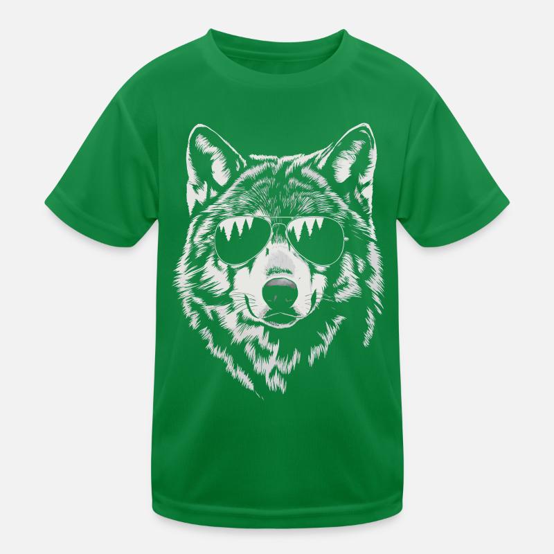 Wolf Illustration Sonnenbrille Coole Tierkunst Kinder Funktions-T-Shirt