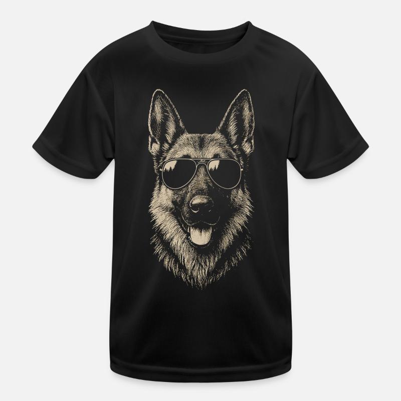Deutscher Schäferhund Sonnenbrille Coole Illustration Kinder Funktions-T-Shirt