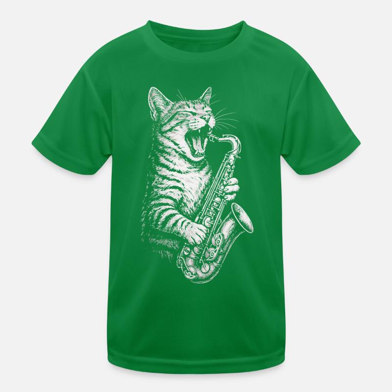 Chat Cool Jouant Du Saxophone De La Musique Jazz T-shirt sport Enfant