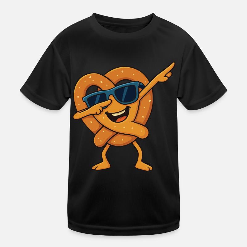 Drôle Cool Bretzel Dessin animé Dabbing Pose Lunettes de soleil T-shirt sport Enfant