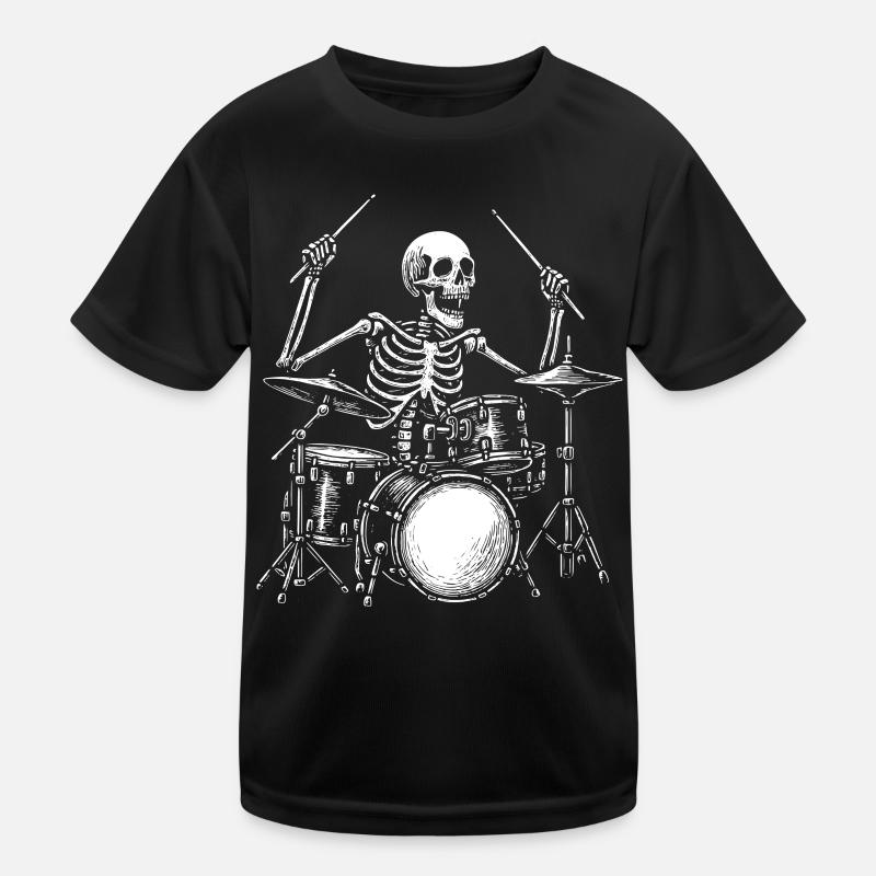 Schlagzeuger Skelto Skull Drum Set Musiker Percussion Kinder Funktions-T-Shirt