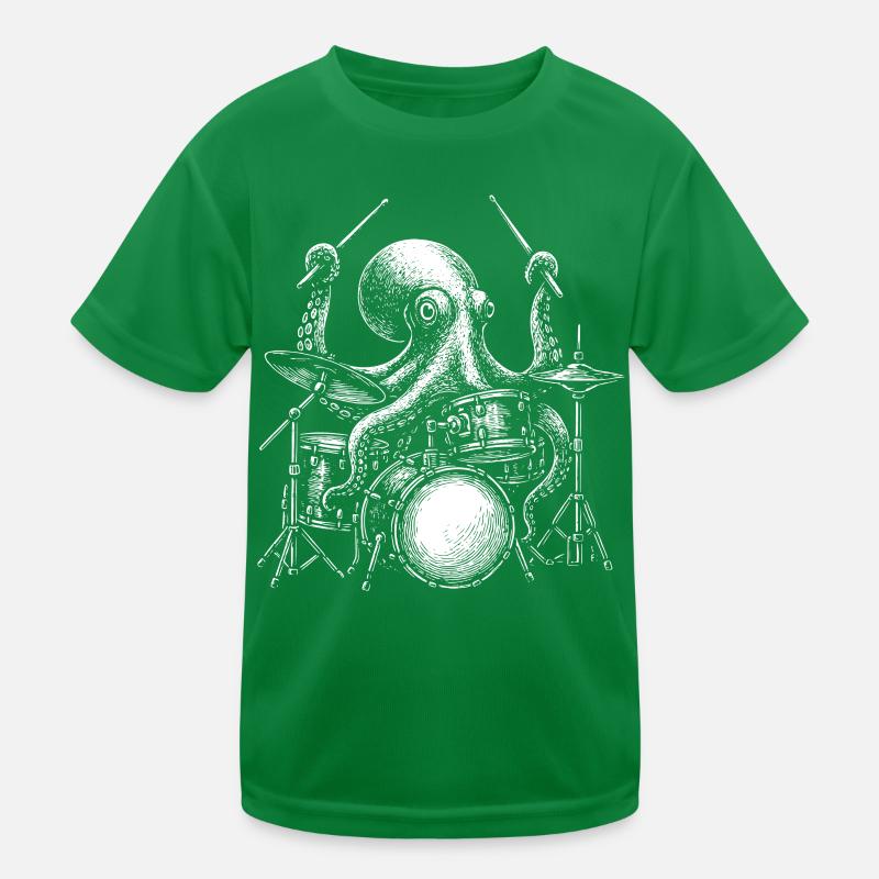 Drummer Octopus Drum Set Musiker Percussion Kinder Funktions-T-Shirt