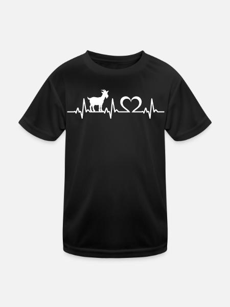 Goats heartbeat goat - Kids Functional T-Shirt - black - Front