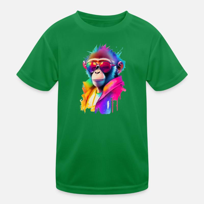 Monkey with sunglasses Kids Functional T-Shirt