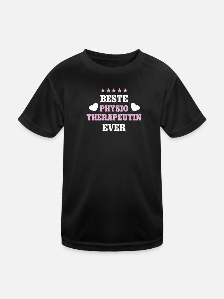 Beste Physio Therapeutin Danke Physiotherapie - Kinder Funktions-T-Shirt - Schwarz - Vorne