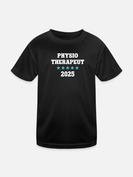Physiotherapie Ausbildung Physio Therapeut 2025 - Kinder Funktions-T-Shirt - Schwarz - Vorne