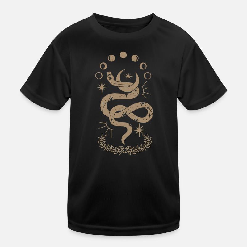 Himmlischer Schlangenmond Mystisches Gothic Kinder Funktions-T-Shirt