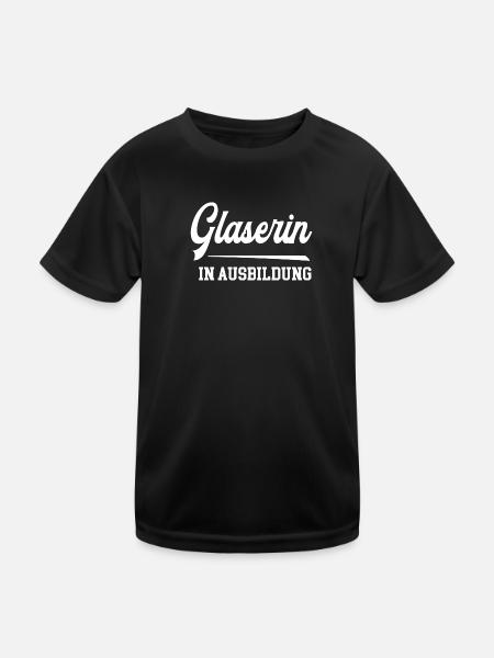 Glaserin Ausbildung Glaserazubine Lehre Azubi - Kinder Funktions-T-Shirt - Schwarz - Vorne