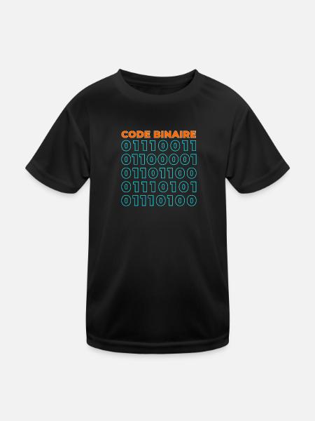 Code binaire - T-shirt sport Enfant - noir - Devant