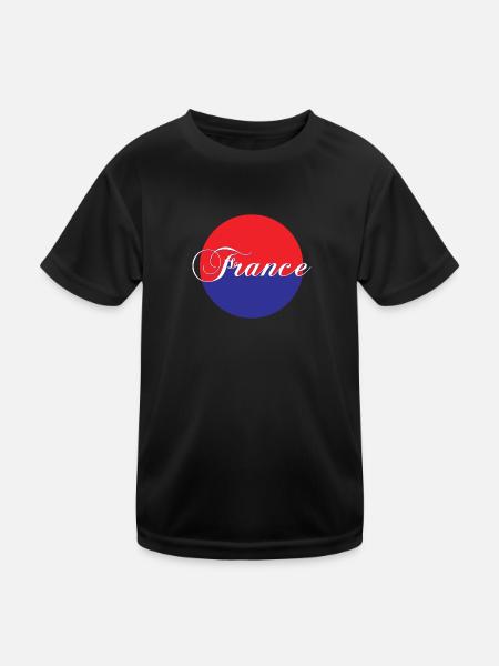 Frankreich - Kinder Funktions-T-Shirt - Schwarz - Vorne