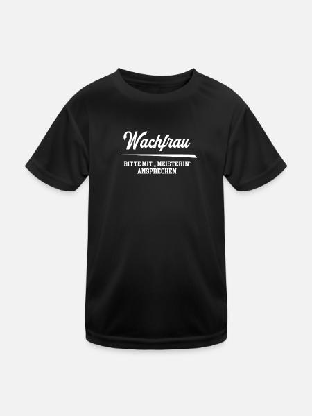 Wachfrau Meisterin Wachmannmeisterin Wachmann Frau - Kinder Funktions-T-Shirt - Schwarz - Vorne