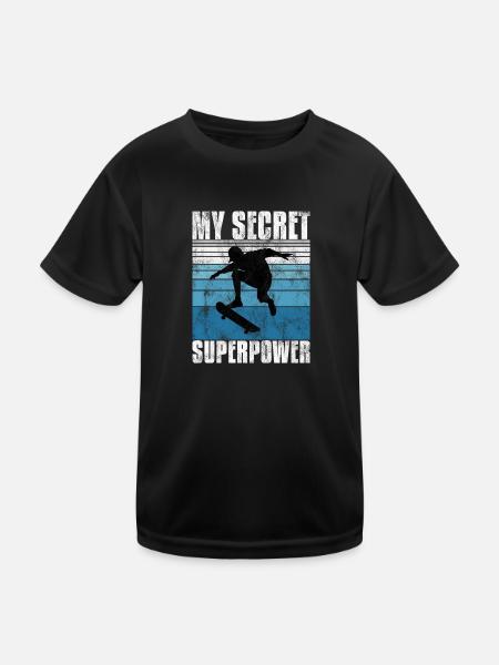 My Secret Superpower Skateboard Skateboarder Skate - T-shirt sport Enfant - noir - Devant
