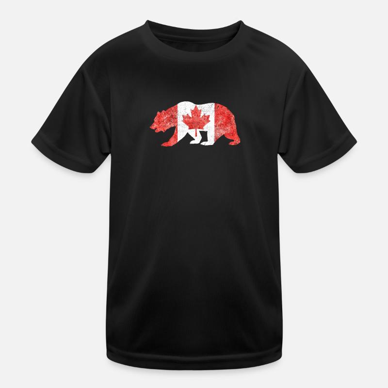 Canada Souvenir - Canada Flag in Bear Outlines Kids Functional T-Shirt