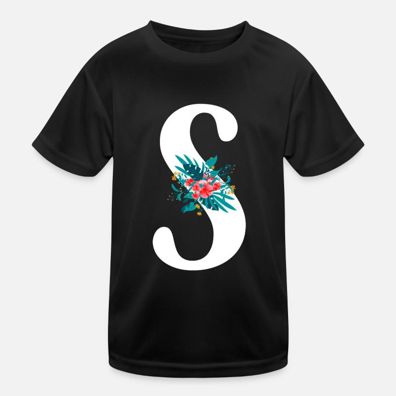 Buchstabe S geblümt Kinder Funktions-T-Shirt