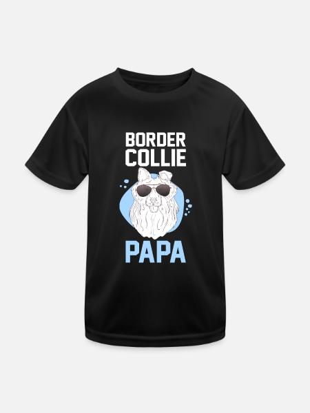 Hund Border Collie Papa - Kinder Funktions-T-Shirt - Schwarz - Vorne