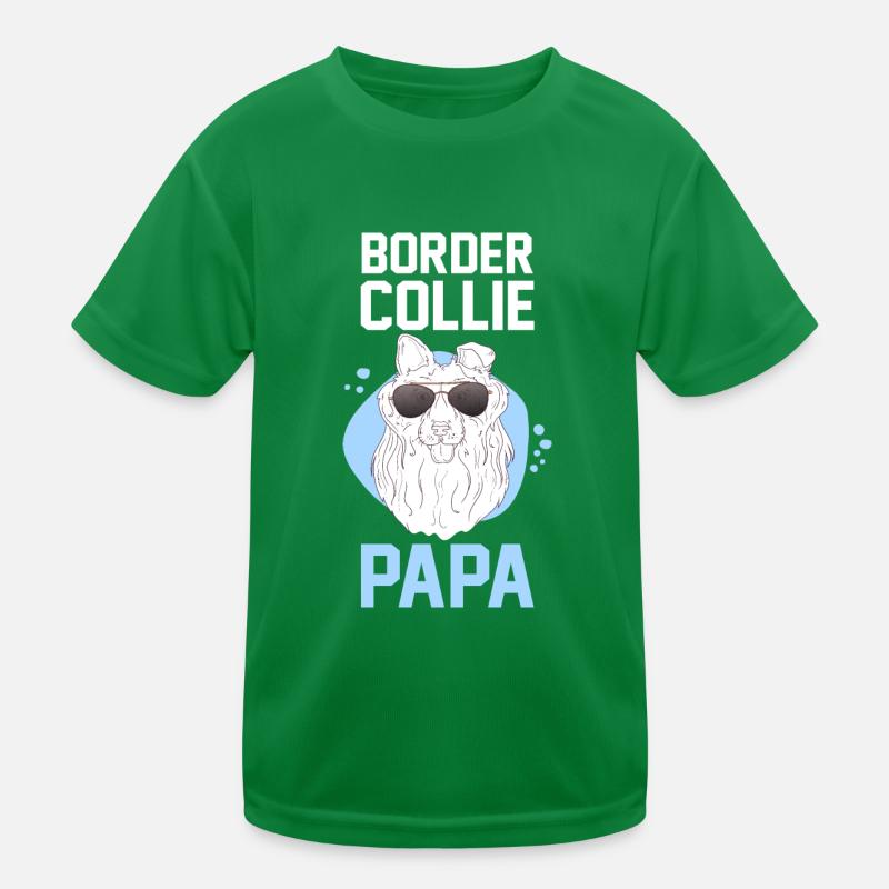 Hund Border Collie Papa Kinder Funktions-T-Shirt
